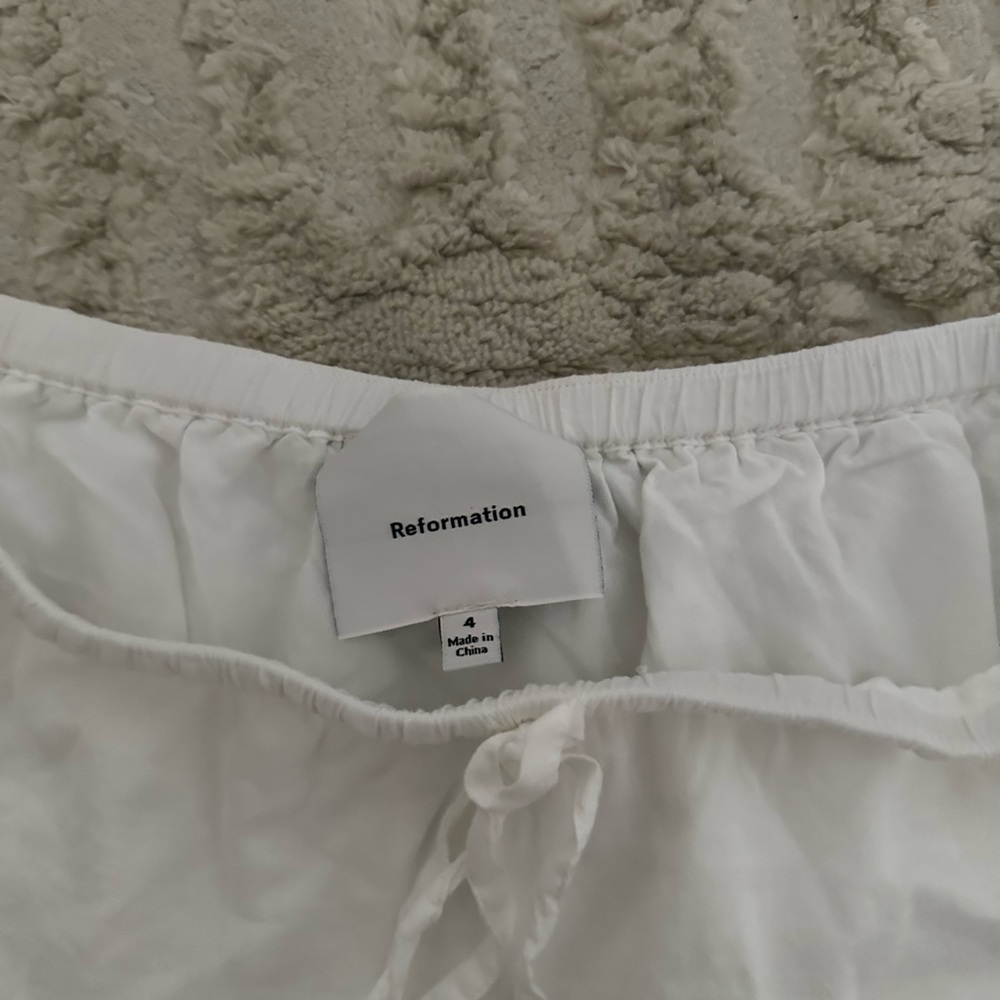 Reformation White Valletta Set - White Mini Skirt with Eyelet Trim Top - Picture 6 of 6